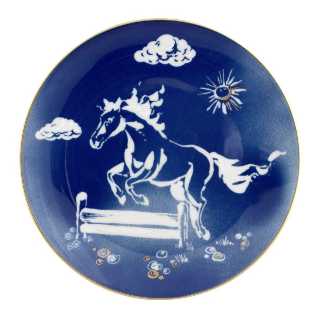 MEISSEN(マイセン)干支プレート「草原の柵を飛び越える勇壮なウマ」